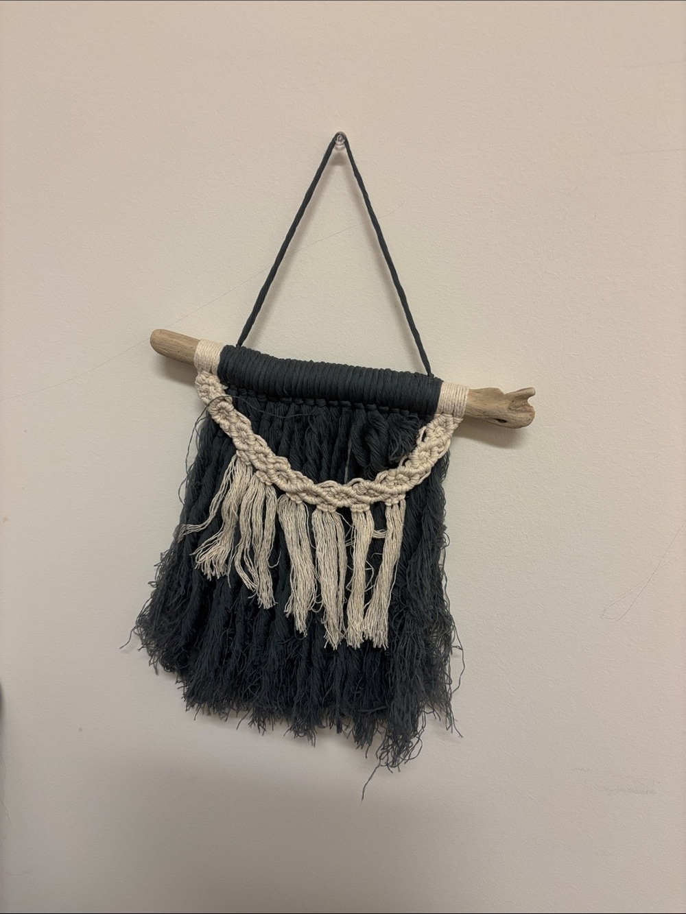 Handmade Black & Cream Macrame Wall Hanging
